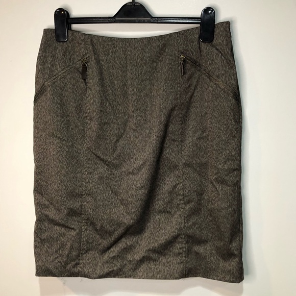 Coldwater Creek Pencil Skirt Career Brown Zipper Pockets Lined Double Slit - Picture 1 of 11